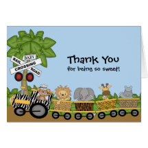 It's a Jungle Baby Train Baby Shower Thank You Cards