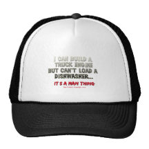 It's a man thing: Engine vs. Dishwasher Trucker Hats