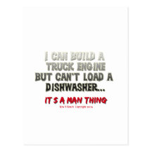 It's a man thing: Engine vs. Dishwasher Post Cards