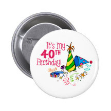 It's My 40th Birthday (Party Hats) Pins