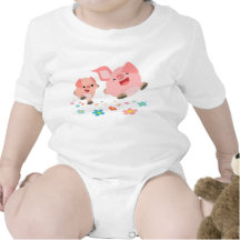 It's Spring!!-Two Cute Cartoon Pigs Baby T-shirt