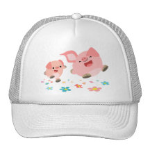 It's Spring!!-Two Cute Cartoon Pigs Hat