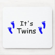 Its Twins Baby Boy Blue Footprints Mouse Pad