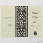 Ivory and Black Damask Wedding Program Personalised Flyer