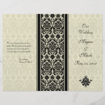 Ivory and Black Damask Wedding Program Personalised Flyer