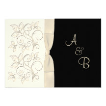 Ivory and Black Monogram Invitation