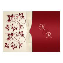 Ivory and Claret Monogrammed Invitation