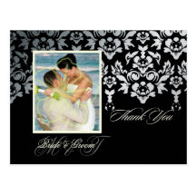 Ivory Damask Lace Thank You Photo postcards