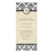 Ivory Damask Monogram Wedding Invitation