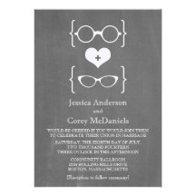 Ivory Geeky Glasses Chalkboard Wedding Invite