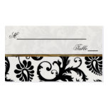 Ivory, Gold, and Black Damask Linen Placecards Business Card Templates