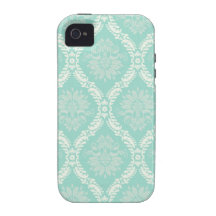 ivory greens damask pattern Case-Mate iPhone 4 covers