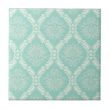 ivory greens damask pattern ceramic tiles