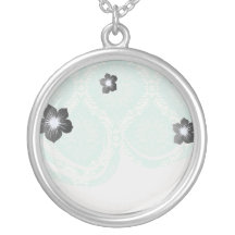 ivory greens damask pattern custom necklace