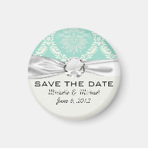 ivory greens damask pattern fridge magnets