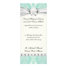 ivory greens damask pattern personalised announcement