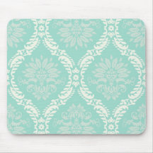 ivory greens damask pattern mouse mats