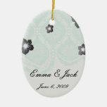 ivory greens damask pattern ornament
