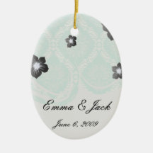 ivory greens damask pattern ornament
