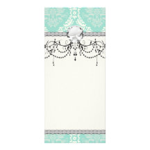 ivory greens damask pattern rack card design