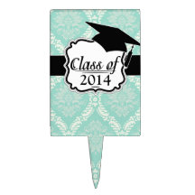 ivory greens damask pattern rectangle cake pick