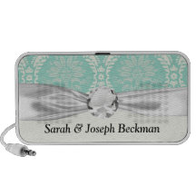 ivory greens damask pattern speakers