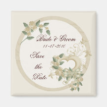 Ivory Heart Save the Date Wedding Magnet