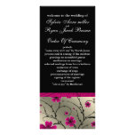 ivory pink and black floral Wedding program Full Colour Rack Card