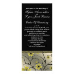 ivory yellow and black floral Wedding program Rack Card Design