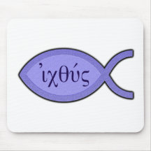 IXOYE Christian Fish Symbol - Blue Parchment Mousemat