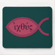 IXOYE Christian Fish Symbol - Red Parchment Mouse Mats