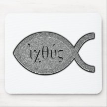 IXOYE Christian Fish Symbol - Stone Effect Mouse Mat