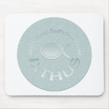 IXTHUS Christian Fish Symbol - SILVER Mouse Mats