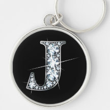 "J" Diamond Bling Keychain