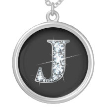 "J" Diamond Bling Necklace