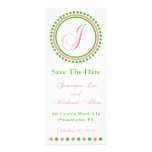 J Dot Circle Monogram Save The Date (Pink / Green) invitations