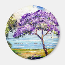 Jacaranda Tree Tropical Art Fridge Magnet