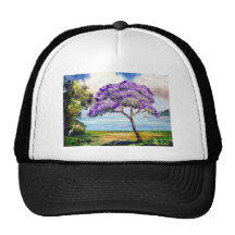 Jacaranda Tree Tropical Art Mesh Hat