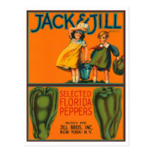 Jack and Jill Peppers Vintage Crate Label Postcard