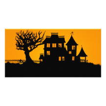 Jack O Lantern Manor Personalized Photo Card