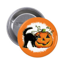 Jack-O-Lantern N Cat Button
