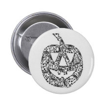 Jack-O-Lantern with Skeletons Pinback Buttons