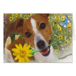 Jack Russell in Daisies Greeting Cards