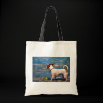 Jack Russell Terrier Dog Art - Jack at the Beach bags