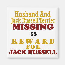 Jack Russell Terrier & Husband Missing Reward For Fridge Magnet