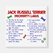 JACK RUSSELL TERRIER Property Laws 2 Refrigerator Magnets
