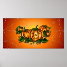 JACK, SPIDER WEB & PUMPKIN PATCH by SHARON SHARPE Print