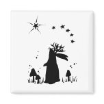 Jackalope Night - B&W Fridge Magnet