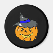 Jackolantern in witches hat magnet