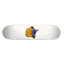 Jackolantern in witches hat skateboard deck